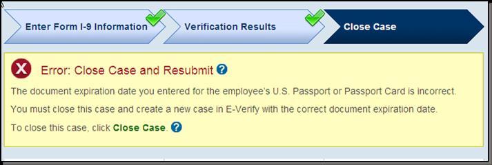 screen capture showing "Enter the employee’s Form I-9 information" Check Information Pagepage 